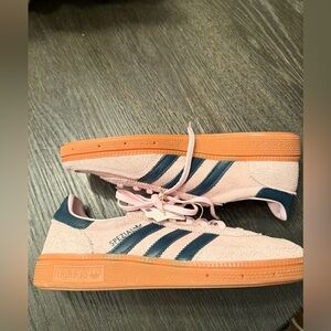 adidas Spezial Pink Suede Sneakers with Navy Stripes